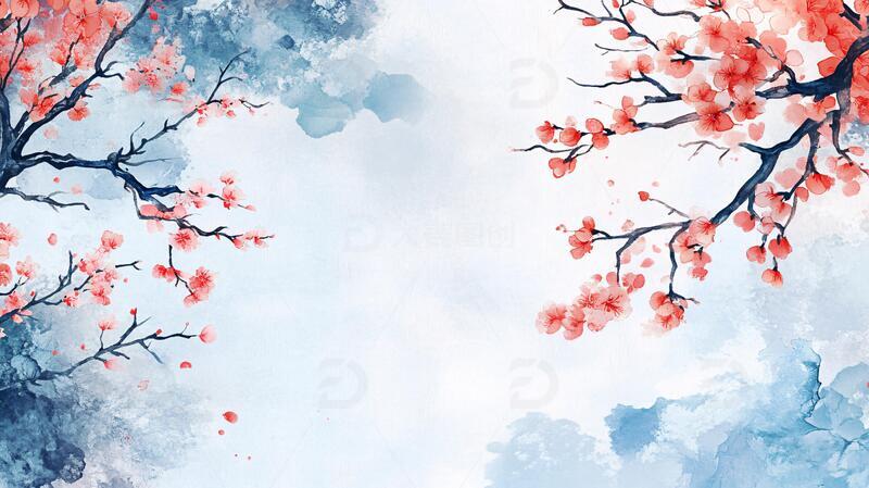 水彩梅花墙纸16