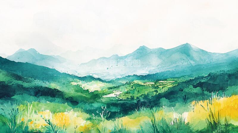 高清大图下载【趣麦麦图】凉山水彩插画水墨手绘