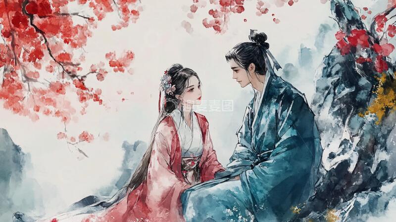 高清大图下载【趣麦麦图】古风情侣插画2