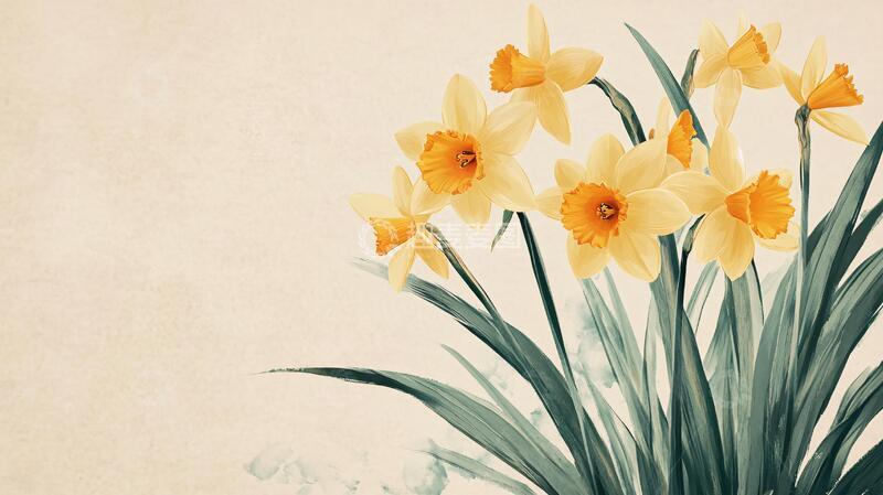 高清大图下载【趣麦麦图】水仙花工笔画