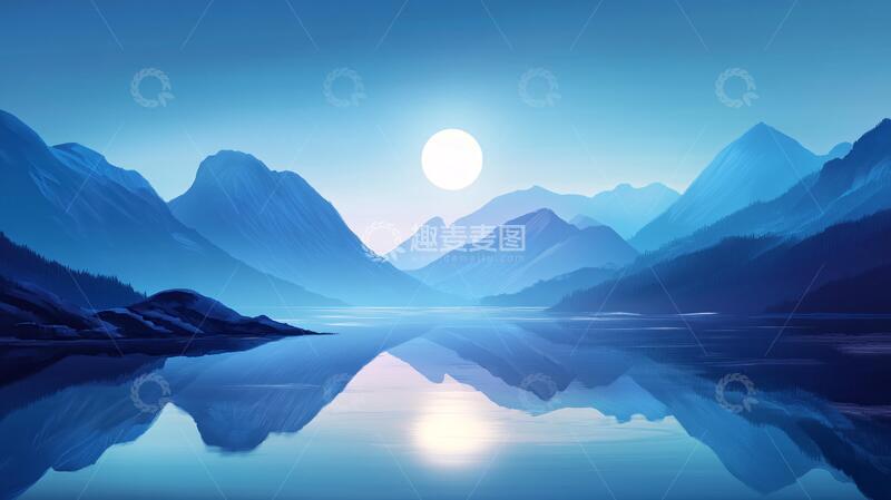 高清大图下载【趣麦麦图】蓝调山水风景1