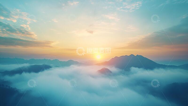 高清大图下载【趣麦麦图】旭日东升云雾缭绕4