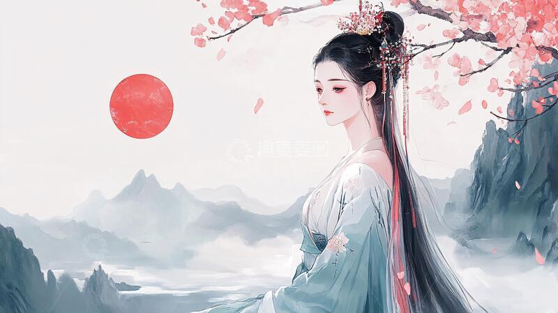 高清大图下载【趣麦麦图】汉服美女插画1