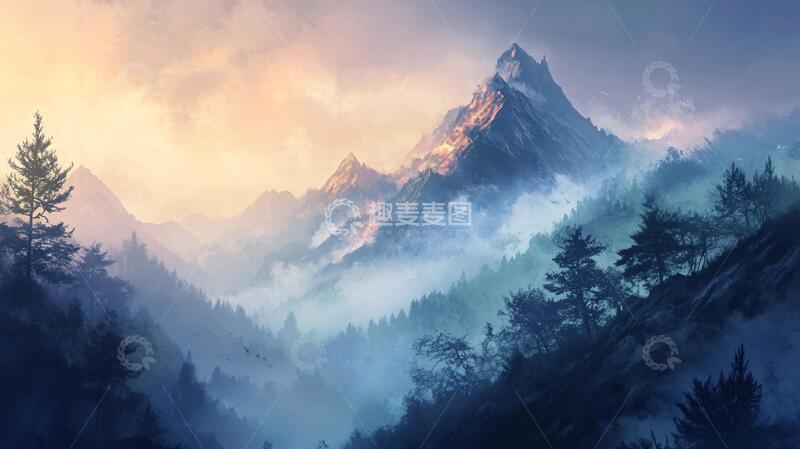 高清大图下载【趣麦麦图】-意境长幅山景6