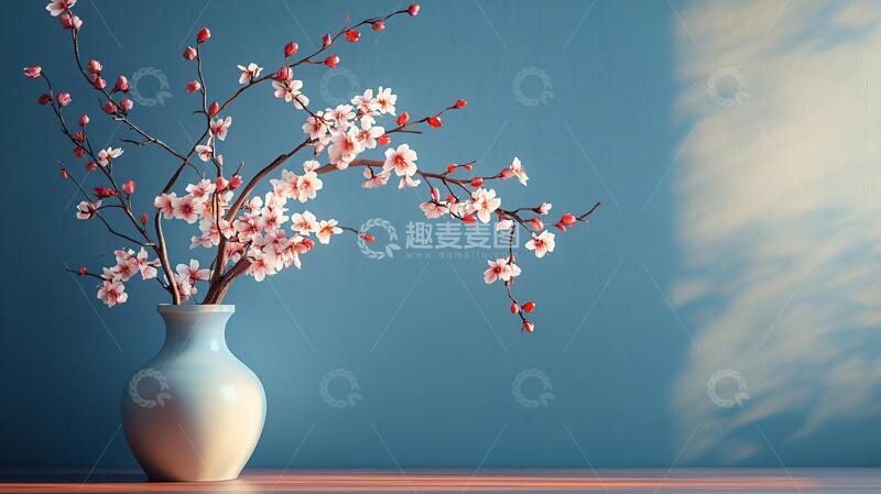 高清大图下载【趣麦麦图】花瓶插着假梅花7