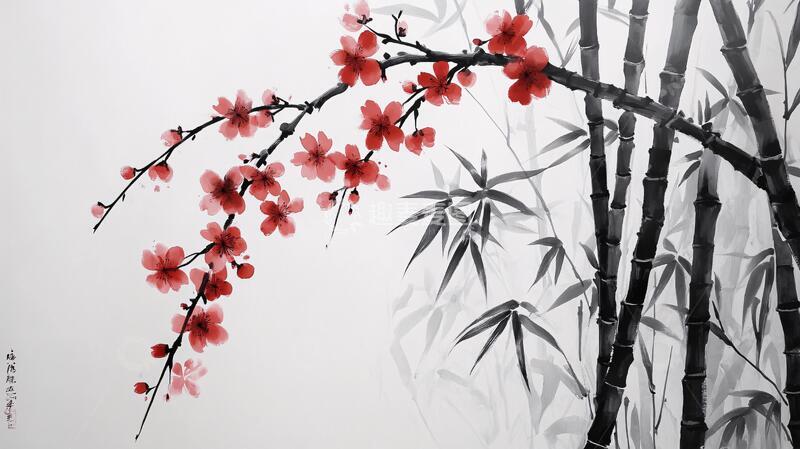 高清大图下载【趣麦麦图】意境竹画水墨意境壁画