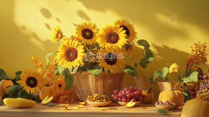 高清大图下载【趣麦麦图】秋天鲜花盛开布景软装11