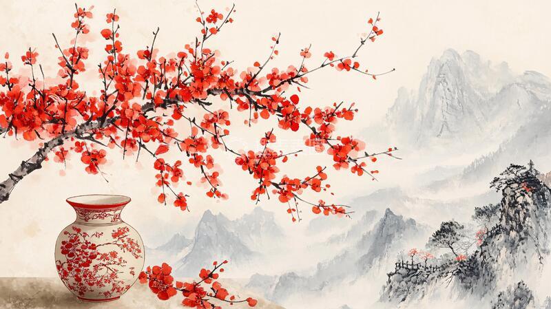 高清大图下载【趣麦麦图】梅花大型高清壁画2