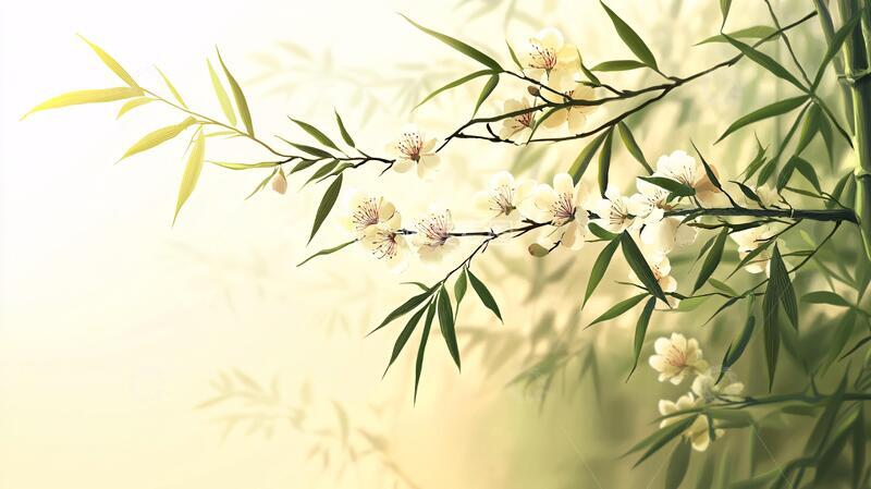 高清大图下载【趣麦麦图】唯美竹枝竹叶竹枝背景