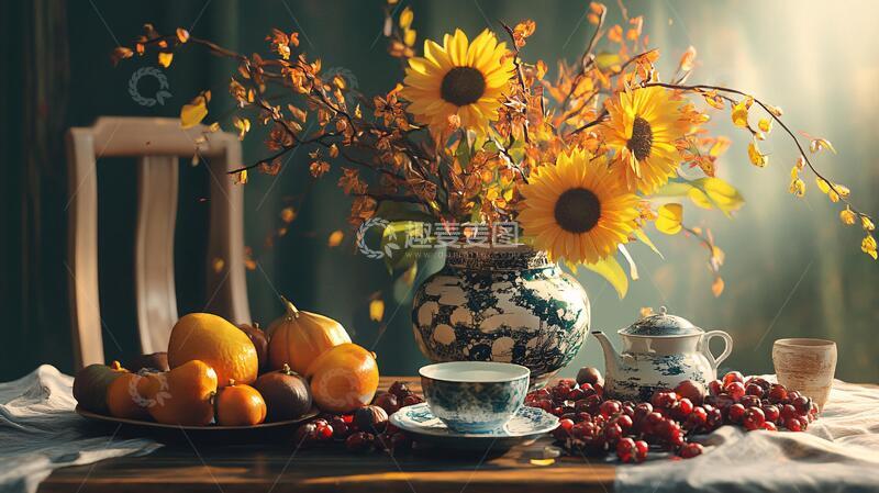 高清大图下载【趣麦麦图】秋天鲜花盛开布景软装9