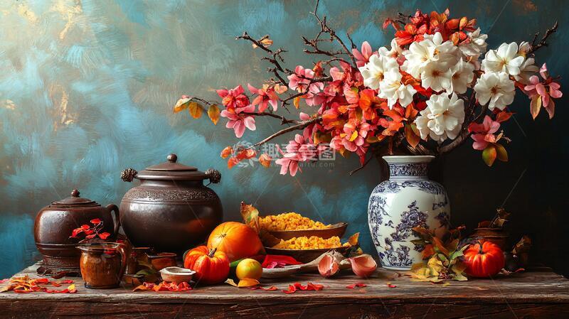 高清大图下载【趣麦麦图】秋天的静物花卉樱花秋色