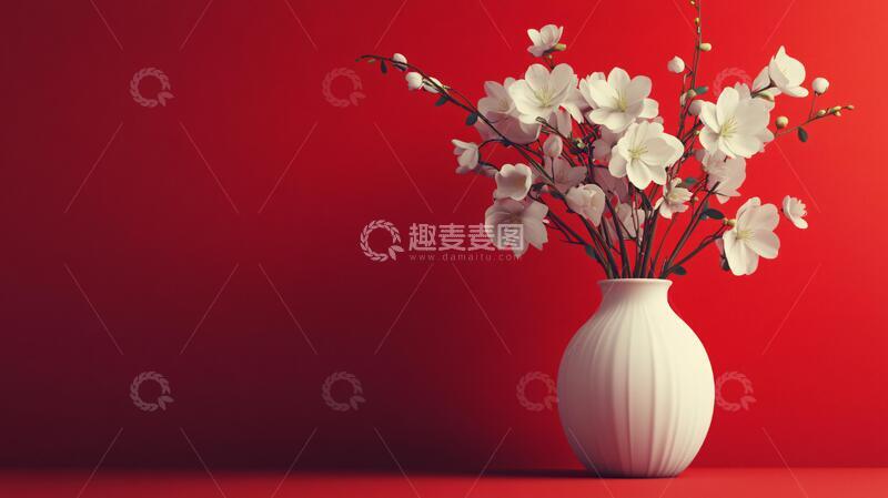 高清大图下载【趣麦麦图】花瓶模型花瓶白色花卉