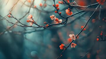 唯美梅枝腊梅特写暗香