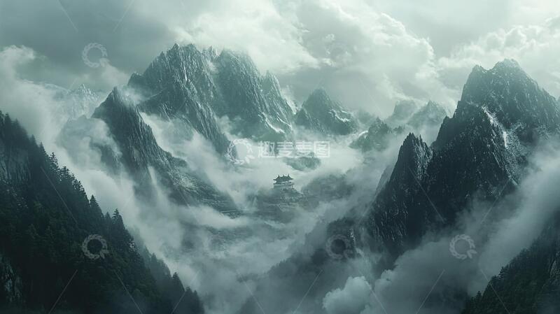 高清大图下载【趣麦麦图】云雾缭绕仙山梦境9