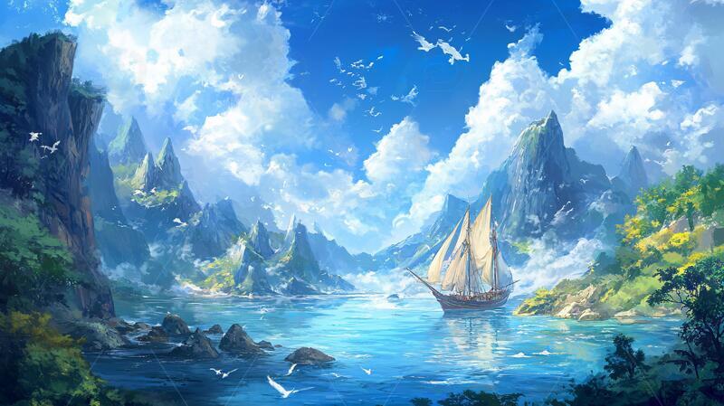 高清大图下载【趣麦麦图】宽屏风景画插画场景壁纸2