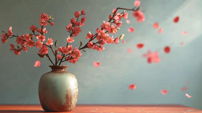 桃花插花桃花中式插花