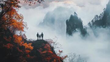 羊狮慕秋色光雾秋色山地