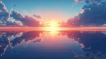 海面海平面倒影霞光1