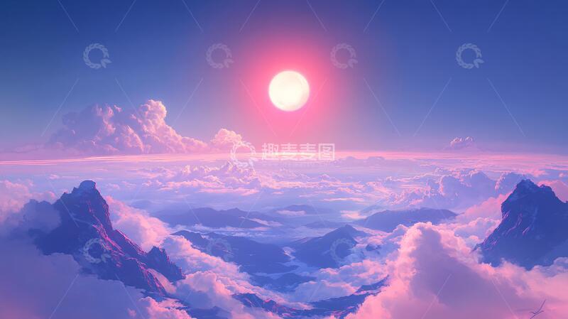 高清大图下载【趣麦麦图】云海插画插画壁纸背景