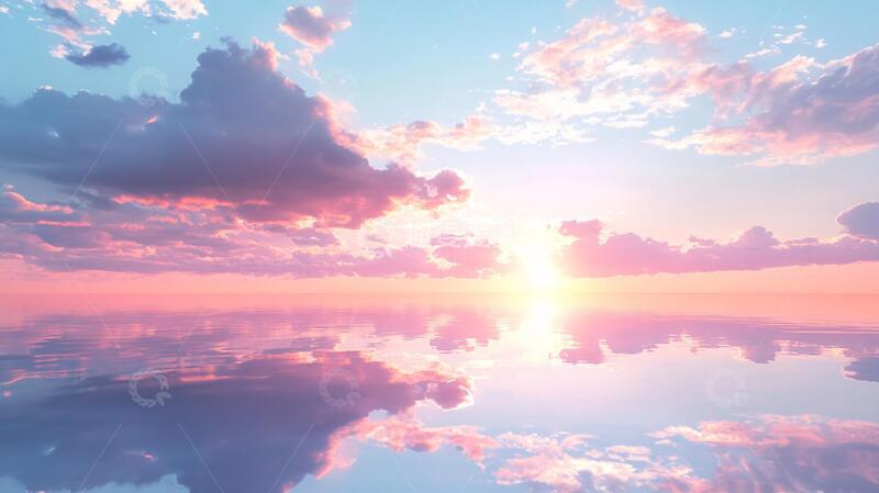 高清大图下载【趣麦麦图】日出云彩倒影1