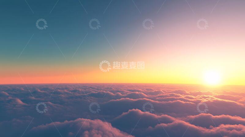 高清大图下载【趣麦麦图】云海落日背景22