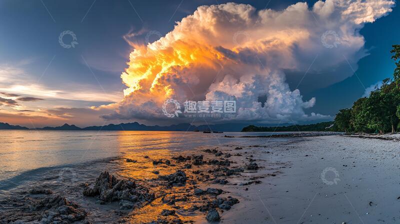 高清大图下载【趣麦麦图】彩云下的海岛1