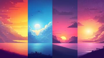 插画落日插画落日日落2