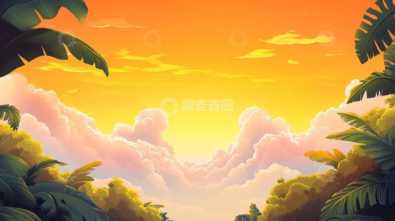 高清大图下载【趣麦麦图】阳光晴朗风景插画11