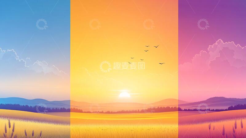 高清大图下载【趣麦麦图】超宽幅风景宽幅日落全景