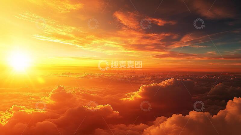 高清大图下载【趣麦麦图】云海落日背景13