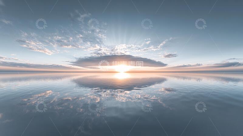 高清大图下载【趣麦麦图】日出云彩倒影