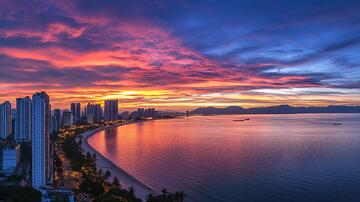 小径湾晚霞晚霞风光霞光