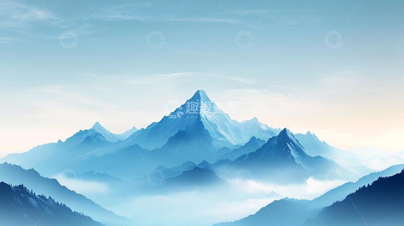 高清大图下载【趣麦麦图】简约渐变山峰背景2