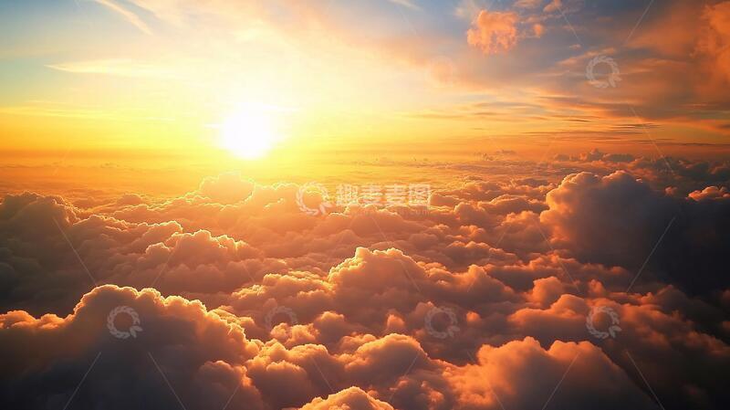 高清大图下载【趣麦麦图】云海落日背景9
