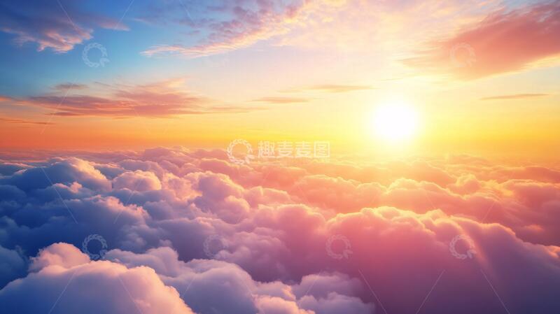 高清大图下载【趣麦麦图】云海落日背景8