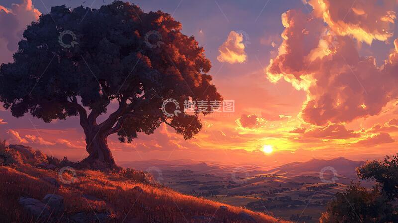 高清大图下载【趣麦麦图】风景厚涂壁纸插画场景