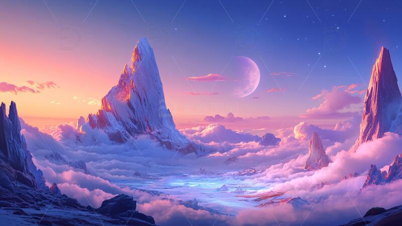 高清大图下载【趣麦麦图】大场景风景场景插画神话