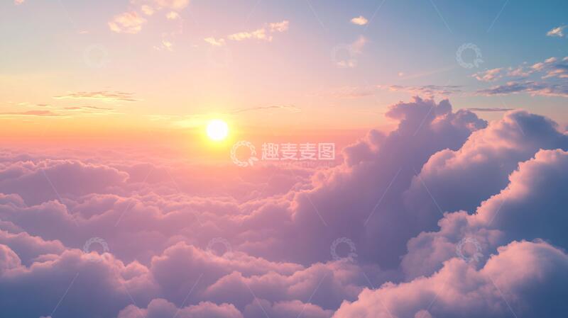 高清大图下载【趣麦麦图】云海落日背景11