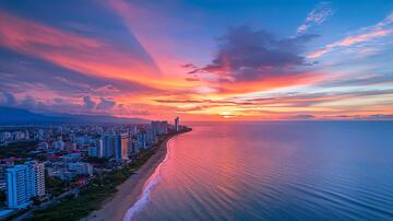 双月湾晚霞晚霞陵水风光