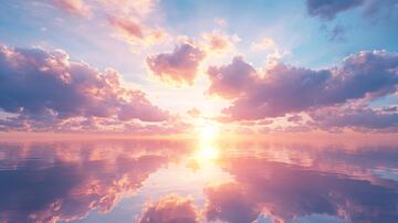 海面海平面倒影霞光