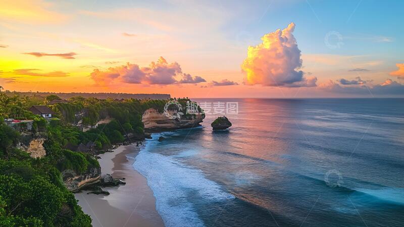 高清大图下载【趣麦麦图】巴厘岛情人崖晚霞