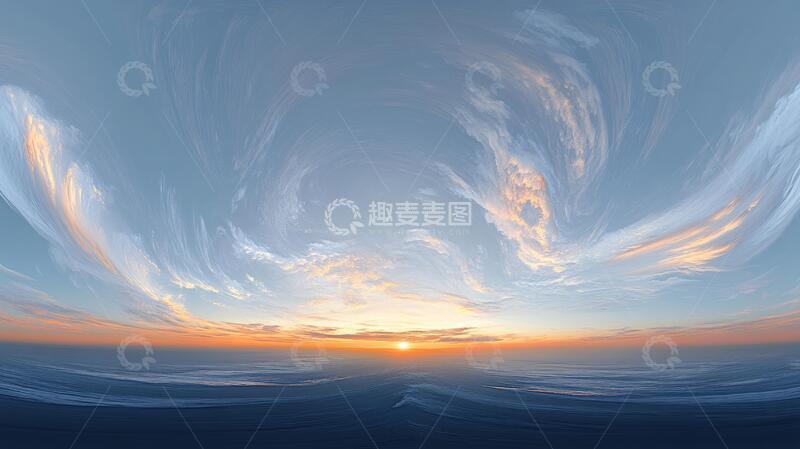 高清大图下载【趣麦麦图】日出全景图插画背景彩霞