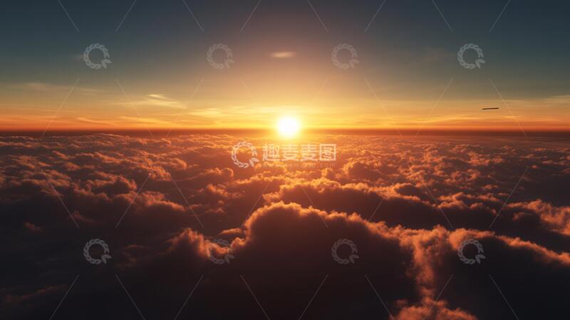 高清大图下载【趣麦麦图】云海落日背景6
