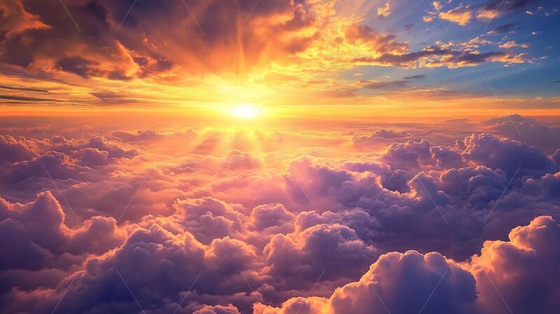 高清大图下载【趣麦麦图】阳光云海景色