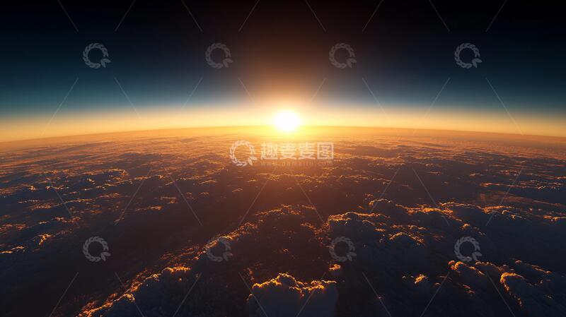 高清大图下载【趣麦麦图】地球曙光日出云海地球