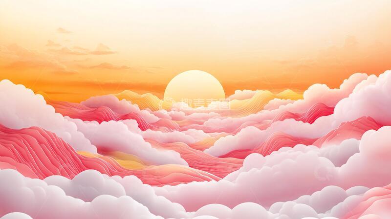 高清大图下载【趣麦麦图】插画红日插画红日中式