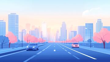 城市道路街马路交通建筑