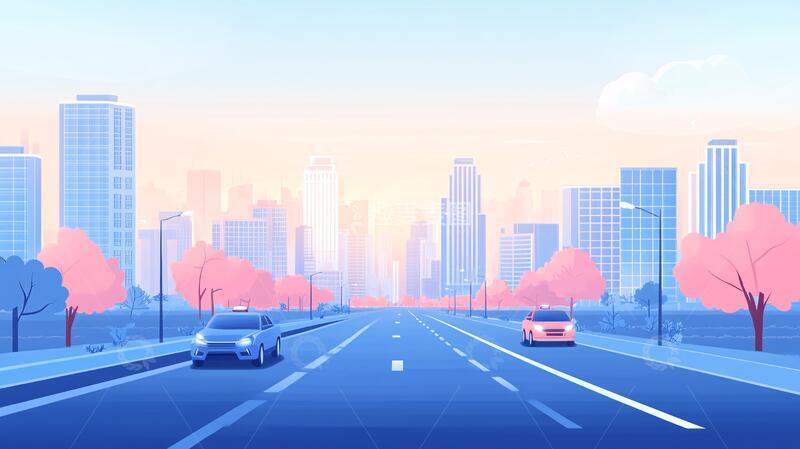 高清大图下载【趣麦麦图】城市道路街马路交通建筑