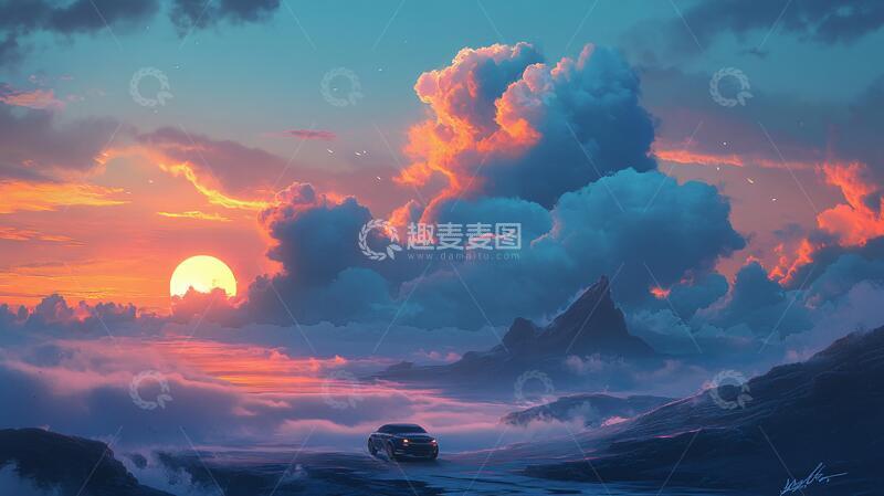 高清大图下载【趣麦麦图】荒野黄昏插画35