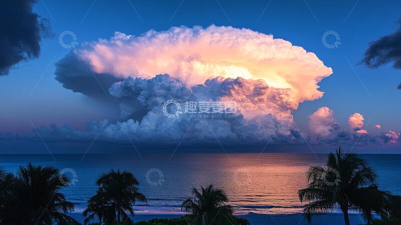 高清大图下载【趣麦麦图】彩云下的海岛